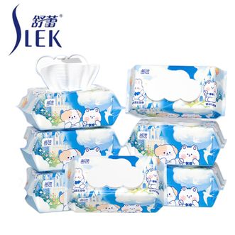 蓝漂  湿巾80抽*7包带盖   湿纸巾加厚纯水珍珠纹洗脸柔湿纸巾家庭囤货装