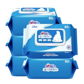 心相印  80片*5包装（箱装）婴儿湿巾水系列纯水洁肤