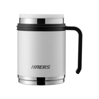 哈尔斯（HAERS）精钢系列商务办公保温杯316不锈钢水杯带手柄茶杯500ml-HBG-500-17白色