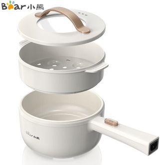 小熊/Bear  电煮锅  【配蒸笼】1.6L电热锅 小电锅分体式宿舍小锅多功能火锅煮面锅电炒锅  DRG-E15F2