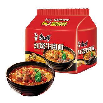 康师傅  经典红烧牛肉面五连包104g*5袋泡面袋装方便面