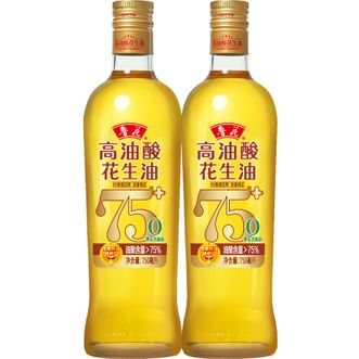 鲁花  5S物理压榨2瓶装高油酸花生油750ml