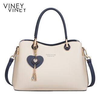 viney  轻奢潮流斜挎包女包牛皮妈妈包高级感实用通勤女士手提托特包V90989