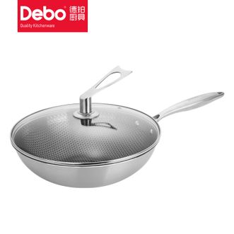 德铂（Debo）马里奥炒锅蜂窝锅 家用无涂层可立盖煎锅 明火电磁炉通用DEP-729