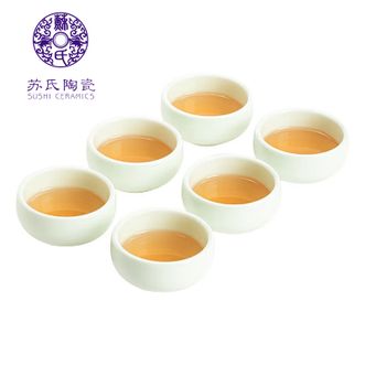 苏氏陶瓷/SUSHI CERAMICS  羊脂玉瓷功夫茶杯套装 新款翡翠玉陶瓷品茗杯6个装