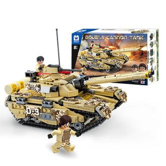 奥迪双钻 儿童玩具车 积木 双炮坦克积木拼插 军事玩具 男孩女孩生日礼物HA389908