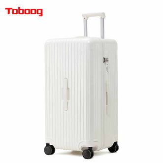 途帮Toboog  多功能行李箱大容量防刮耐磨旅行箱运动箱万向轮拉杆箱9019拉链款 32寸珍珠白