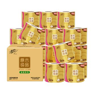 清风  有芯卷纸 厕纸 卫生纸 原木金装4层加厚140克*27卷 整箱