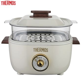 膳魔师（THERMOS）  3L电火锅料理锅电蒸锅电炖锅多功能锅 煮面煮粥煲汤厨房电器炖煮锅电煮锅涮锅蒸蛋器蒸包子蒸馒头蒸饺蒸海鲜煎烤机多用途锅电热锅EHA-4331A-W白色