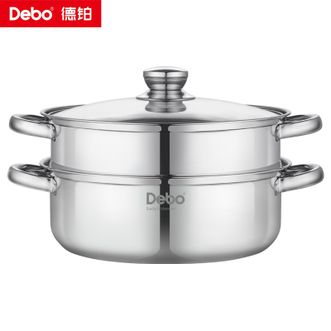 德铂（Debo）  304不锈钢 汤蒸锅双层蒸锅煲汤炖煮熬粥汤奶锅26cm