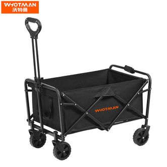 沃特曼/Whotman  露营车推车户外营地折叠拖车野餐野营桌板手拉车 黑色