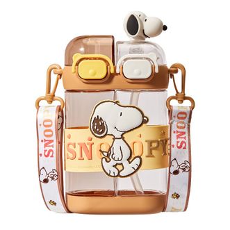 史努比（SNOOPY）  600ml双饮杯儿童塑料水杯夏季吸管方形朋克杯男女孩幼儿园高颜值小学生水壶SXH001颜色随机