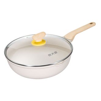 炊大皇（COOKER KING）  炊大皇炒锅28cm麦饭石色不粘锅多功能少油烟炒菜锅平底电磁炉通用