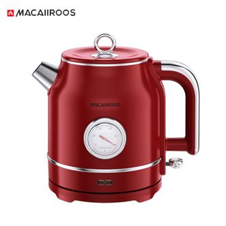 MACAIIROOS  电热水壶家用1.3L容量 复古电水壶带温度计烧水壶304不锈钢开水壶