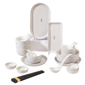 Debo  德铂马格德堡餐具套装陶瓷碟碗勺筷28件套