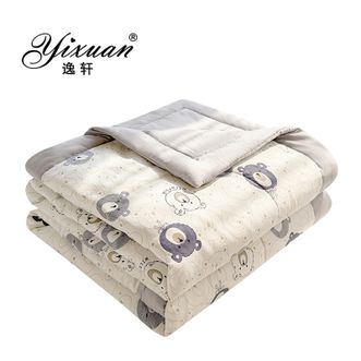 逸轩/yixuan  夏被加宽包边水洗棉卡通印花吸湿透气新疆棉花夏凉被 凌香 小熊 200*230cm单夏被