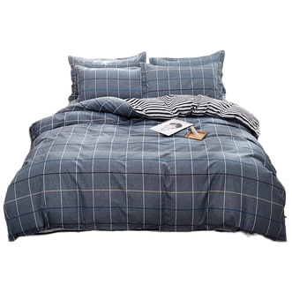 罗曼罗兰/ROMROL  芦荟棉四件套 简约时尚 200*230CM 简约条纹格设计 亲肤强 体感舒适