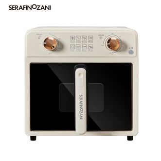 SERAFINOZANI  空气炸锅双旋钮设计金属机身10L大容量可视化加厚玻璃烹饪可见米白色
