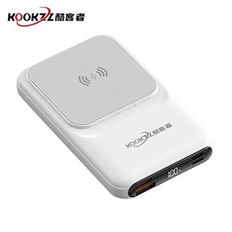 KOOKZZ  1万毫安磁吸自带线充电宝15W无线充22.5W超级快充可携带登机 DY18白色