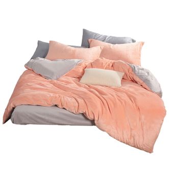 金丝莉KINTHERI/牛奶绒套件 花之漾 厚实舒适柔软单色双人床上用品床单被套枕套四件套