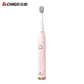 志高/Chigo  电动牙刷成人软毛充电式男女学生声波牙刷情侣套装软毛牙刷粉色【充电款】五档调节