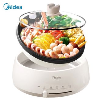 美的/Midea  电火锅 家用多功能电热锅电炒锅 4L DY28P151 分体设计 无级火力调控