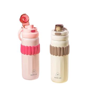 希乐  时光保温杯高颜值双饮水杯学生上学专用316不锈钢吸管水杯560ml   XB-24118-560