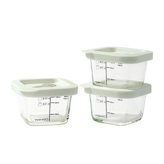 英氏（YEEHOO）  玻璃保鲜盒方形款三只套装 FS03A 淡蓝色