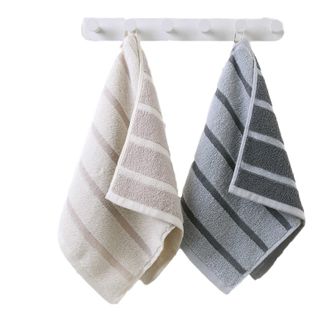 金号  纯棉毛巾  长绒棉毛巾两条袋装  吸湿易干柔韧耐用洗脸洗澡巾  60*30cm  棕色灰色共两条装