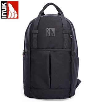 INUK  韩版时尚学生大容量书包纯色简约旅行双肩包男女大提手背包-黑色 IKB2350209