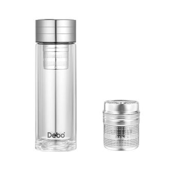 德铂（Debo）  伯格曼斯磁吸杯  350ml  玻璃杯茶杯304不锈钢茶仓双层隔热杯身