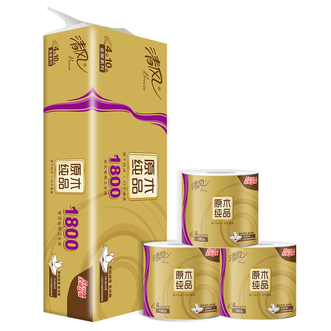 清风  有芯卷纸 原木金装4层加厚*10卷 卫生纸 4层 180g/卷*10卷