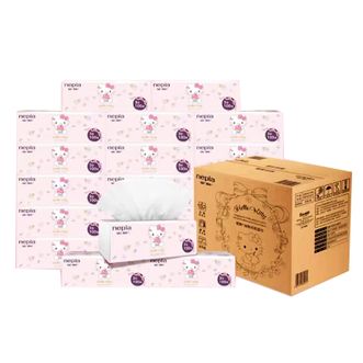 妮飘  凯蒂公主抽纸餐巾纸可爱卡通3层整箱家用100抽20包【新品】