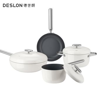 德世朗（DESLON）  小满系列钛陶瓷不粘锅 家用厨房炒锅30cm+汤锅22cm+煎锅24cm+奶锅18cm（锅具四件套）