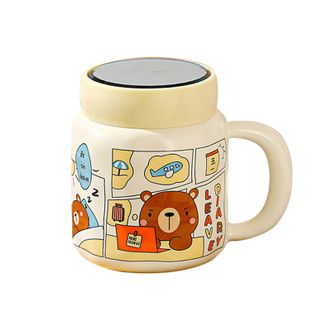 贝瑟斯  马克杯喝水陶瓷杯子情侣杯早餐杯大容量茶杯带盖