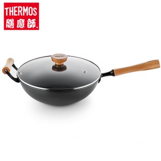 膳魔师（THERMOS） 防锈铁锅32cm隔热防烫精铁铸造不挑炉灶铁锅 IWA-32-HS-JZ