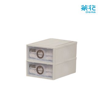 茶花  收纳箱B450S(两个装)990053 收纳盒内衣整理箱子储物箱抽屉式单层收纳柜16L两只装