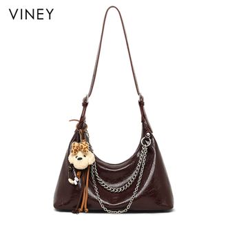 viney  秋冬真皮轻奢腋下包女新款小众高级感单肩斜挎通勤包 V93729