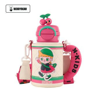 杯具熊（beddybear）   开口笑双饮盖儿童保温杯带吸管水杯316钢大容量保温壶600ML优等生