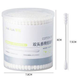 茶花  棉签掏耳朵1000支纸轴成人挖耳双头化妆棉棒 5盒1000支 螺旋头+圆头