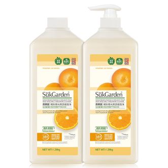 蔬果园/SukGarden  洗洁精食品用a类洗涤剂洗碗去油果蔬去农残果蔬园橘彩星光餐具净1.28kg*2瓶