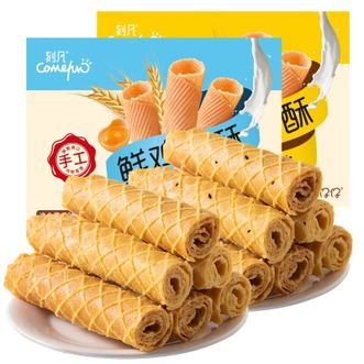 刻凡（cafine）  芝麻味鲜鸡蛋酥206g*4盒 蛋卷饼干休闲零食小饼干小点心扛饿的食品