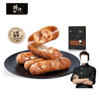 锋味派  火山石烤肠 纯肉香肠 台湾脆皮热狗肠 烧烤空炸食材 【单盒装】（微辣-黑胡椒猪肉烤肠 400g）