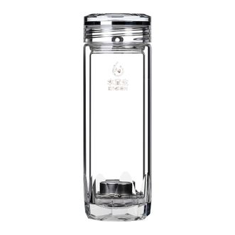 水宜生  纯钛杯玻璃杯双层弱碱养生泡茶鹅蛋杯子 【清雅】Ag+ 380ml