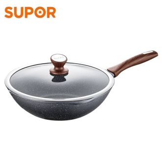苏泊尔（SUPOR）炒锅不粘锅麦饭石色少油烟不粘平底锅煎炒锅牛排锅烙饼 燃气电磁炉通用 NC30NA1 30cm