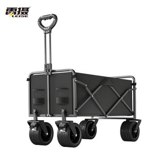 雷摄  户外露营车可折叠营地车 大号平折款坦克轮实心万向轮 双刹车  黑色