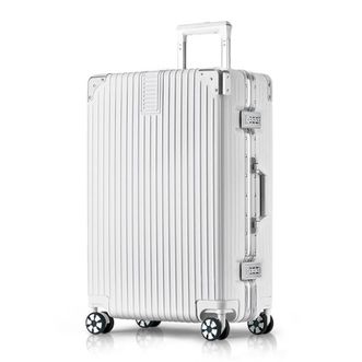 波斯丹顿 铝框拉杆箱时尚行李箱万向轮旅行箱登机箱 20寸米白色