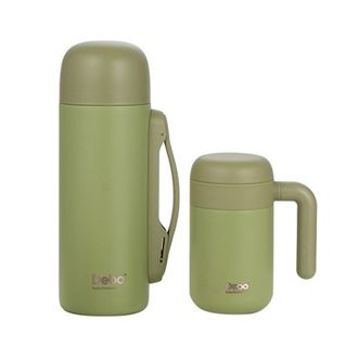 德铂 玛利亚不锈钢大口径保温杯壶套装 绿 DEP-814