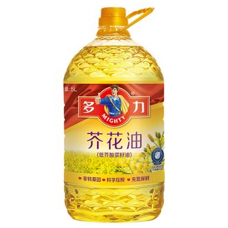 多力  Mighty 芥花籽油5L 非转基因低芥酸菜籽油瓶装中式炒菜食用油