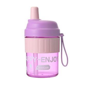 乐扣乐扣（LOCK&amp;LOCK）  耐热耐冷直饮双饮密封防漏吸管杯便携提手600ml大容量办公室水杯 HAP535PUPFU紫色 600ml